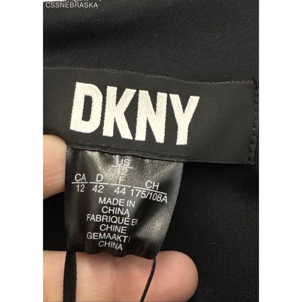 DKNY Gold/Brown NWT DKNY Women's Foil Chiffon Ruffle Skirt V-Neck Dress -Size 12 - Picture 7 of 9